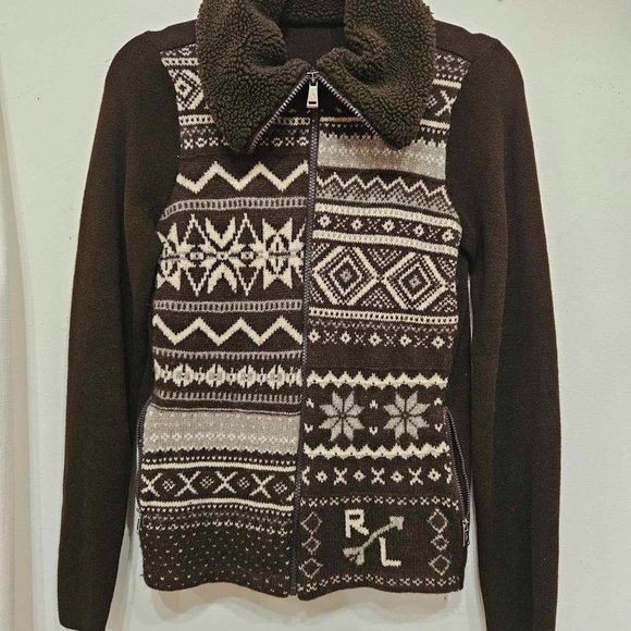 Ralph Lauren Brown Zip Up Knit - Picture 2 of 3
